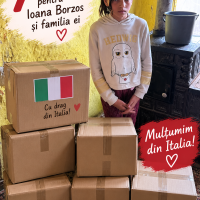 Din Italia au ajuns 7 pachete pline cu ajutoare pentru Ioana Borzos si familia ei